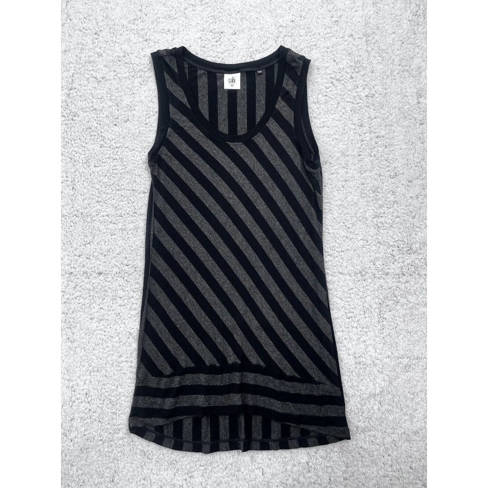 Cabi Align Tank Black Dark Gray Stripe Blouse Sz XS #3630